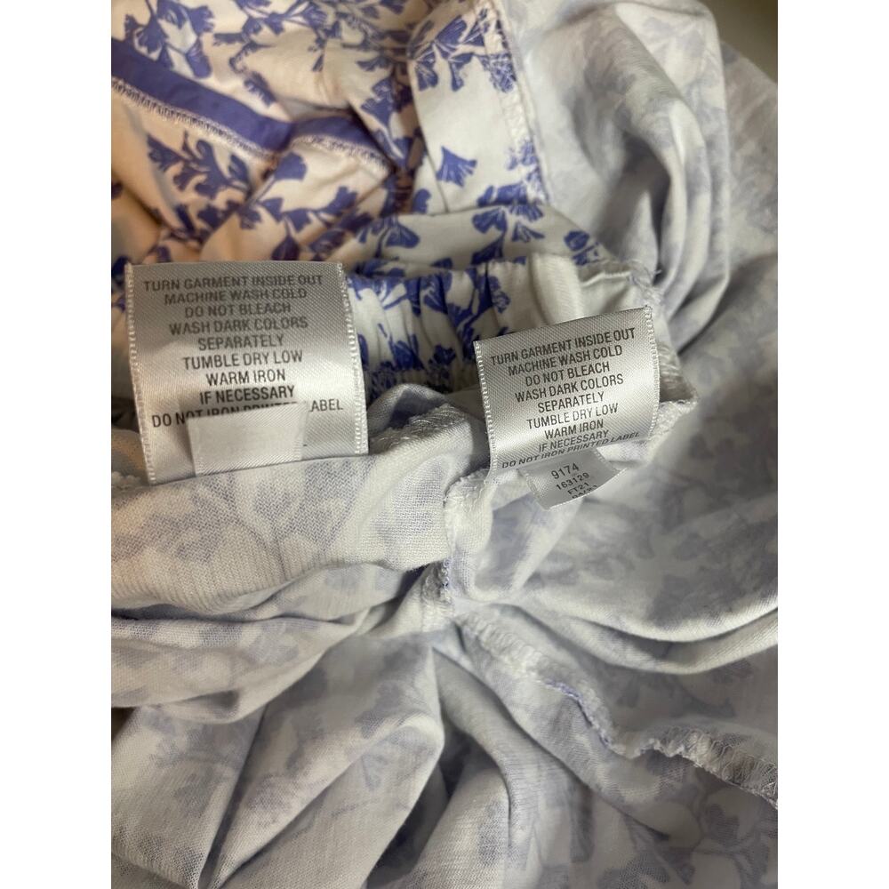 Garnet Hill Asian Wrap Organic Cotton Floral Pajama Pajamas Set Lilac Womens M - Picture 11 of 11